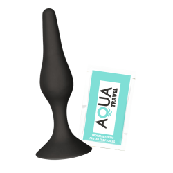 Plug Anal Noir en Silicone L avec Ventouse Taille L 12,7 cm Pocket Pleasure  1 dosette de lubrifiant