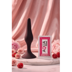 Plug Anal Noir en Silicone L avec Ventouse Taille L 12,7 cm Pocket Pleasure  1 dosette de lubrifiant