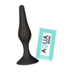 Plug Anal Noir en Silicone M avec Ventouse Taille M 11,3 cm Pocket Pleasure  1 dosette de lubrifiant
