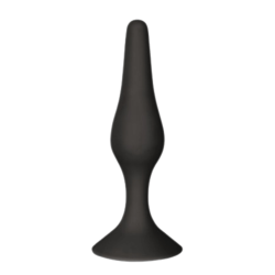Plug Anal Noir en Silicone M avec Ventouse Taille M 11,3 cm Pocket Pleasure  1 dosette de lubrifiant