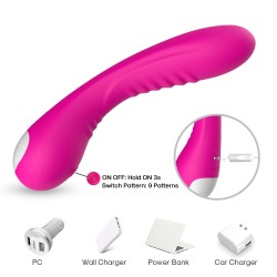 Vibromasseur courbé 9 modes de vibration rose