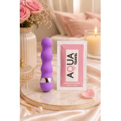 Mini Vibromasseur violet ondulés Pocket Pleasure  1 dosette de lubrifiant