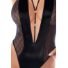 Body noir effet wetlook avec maille transparente – Mapalé