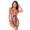 Body teddy bleu et rose brodé avec porte-jarretelles – Mapalé