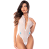 Body blanc en dentelle avec menottes amovibles et jarretière – Mapalé