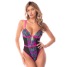 Body bleu et rose en maille transparente brodée avec sequins – Mapalé