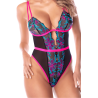 Body bleu et rose en maille transparente brodée avec sequins – Mapalé