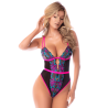 Body bleu et rose en maille transparente brodée avec sequins – Mapalé