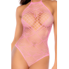Body rose en résille à motif cœur - Mapalé