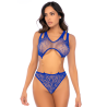 Body en résille bleu avec chaînes dorées - Mapalé