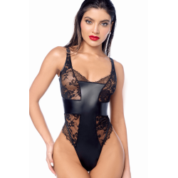Body sexy noir dentelle  similicuir 