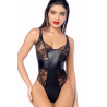 Body sexy noir dentelle  similicuir 