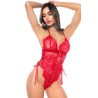 Body sexy en dentelle à col licou avec détails lacés 