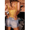 Body string jaune brodé 