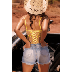 Body string jaune brodé 