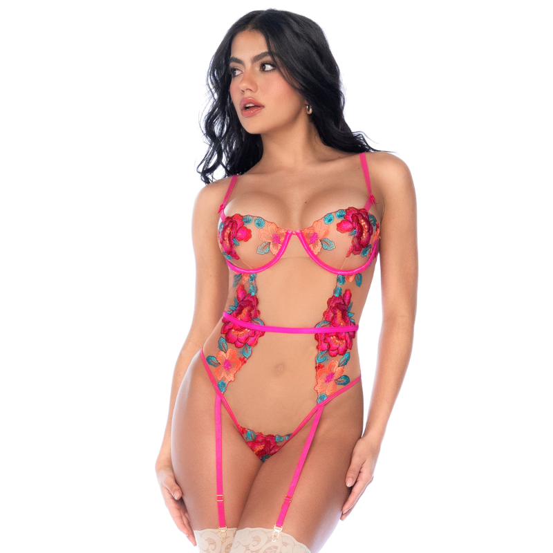 Body en Tulle Brodé Fleuri 