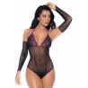 Body noir et violet et mitaines amovibles 