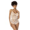Body blanc transparent Celina avec dentelle brodée florale, bretelles ajustables