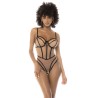Body noir et chair Promise, avec armatures, fait en fine résille, bretelles et dos ajustables 