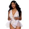 Body dentelle blanc avec tulle amovible 