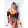 Body noir avec manches 3/4 - Le Numéro 2 - Collection Strass 