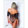 Body noir avec manches 3/4 - Le Numéro 2 - Collection Strass 
