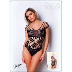 Body noire en résille et lanières - Le Numéro 1 - Collection Body 