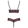 Body string en dentelle florale bicolore et résille 