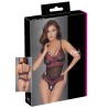 Body string en dentelle florale bicolore et résille 