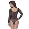 Body string à manches longues en résille avec strass 