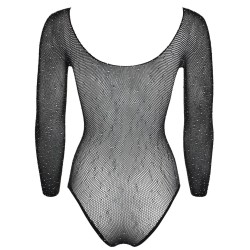 Body string à manches longues en résille avec strass 