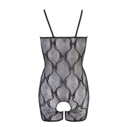 Combinaison short en résille noire 