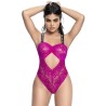 Body string en dentelle florale rose et bretelles larges élastiques  