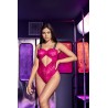 Body string en dentelle florale rose et bretelles larges élastiques  