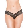 Tanga string noir en dentelle avec noeud arrière 