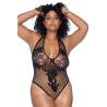 Body string grande taille en résille noir 