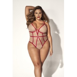 Body String, grande taille, chair et rouge 