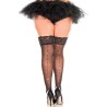 Bas noir sexy  grande taille en nylon avec ligne de strass brillant sur l'arrière 