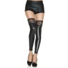 Jambières wetlook et jarretière dentelle noir 