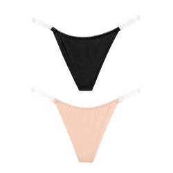 Lot de 2 strings invisibles sans coutures noir et nude - Mapalé