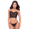 Ensemble 2 pièces bustier en dentelle et string noir - Mapalé