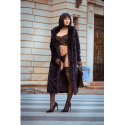 Ensemble 2 pièces bustier en dentelle et string noir - Mapalé