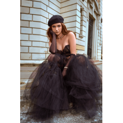Ensemble 2 pièces bustier en dentelle et string noir - Mapalé