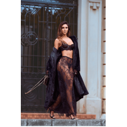 Ensemble 3 pièces en dentelle noire avec pantalon transparent - Mapalé