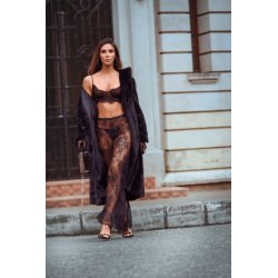 Ensemble 3 pièces en dentelle noire avec pantalon transparent - Mapalé