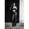 Ensemble 3 pièces en dentelle noire avec pantalon transparent - Mapalé