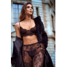 Ensemble 3 pièces en dentelle noire avec pantalon transparent - Mapalé
