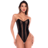 Body bustier en résille noir effet liquide avec laçage dos - Mapalé