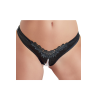 Tanga ouvert en satin avec perles - Cottelli