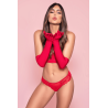 Culotte rouge ouverte en dentelle 